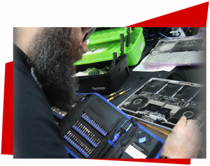 Technician repairing the laptop